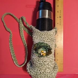 HAND CRAFTED Water Bottle Cross Body Crochet Bumble Bee!